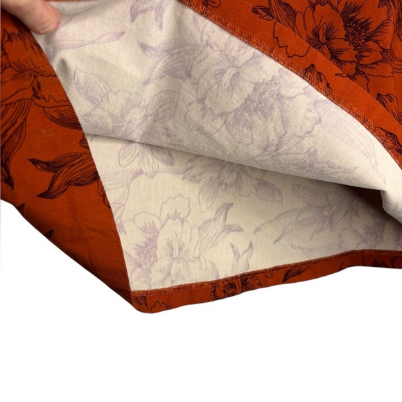 Margaret M Casual A Line Stretch Floral Skirt Size M Rust Orange - Picture 2 of 9